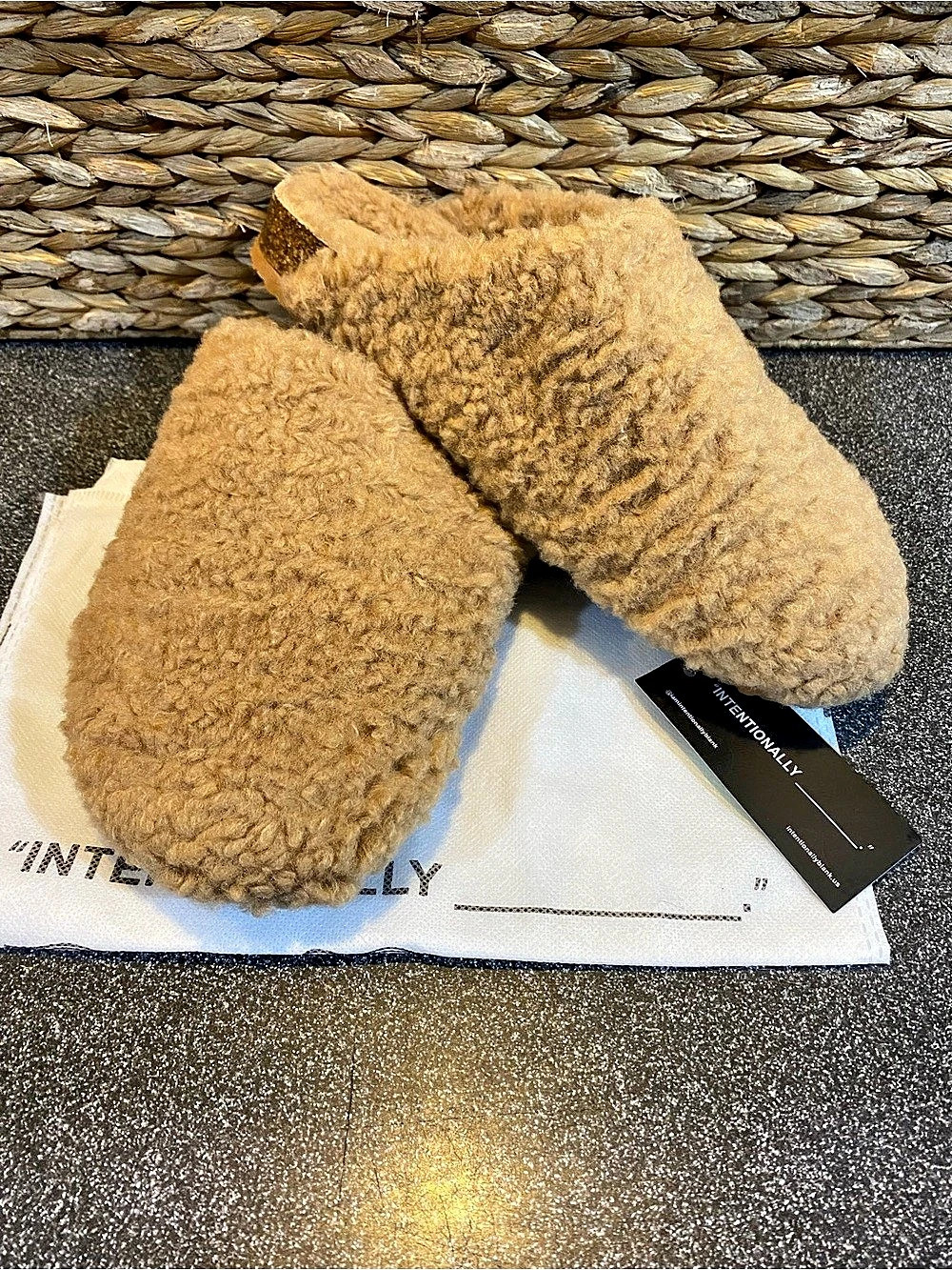 Intentionally Blank Teddy Fleece Slippers Brown US 8